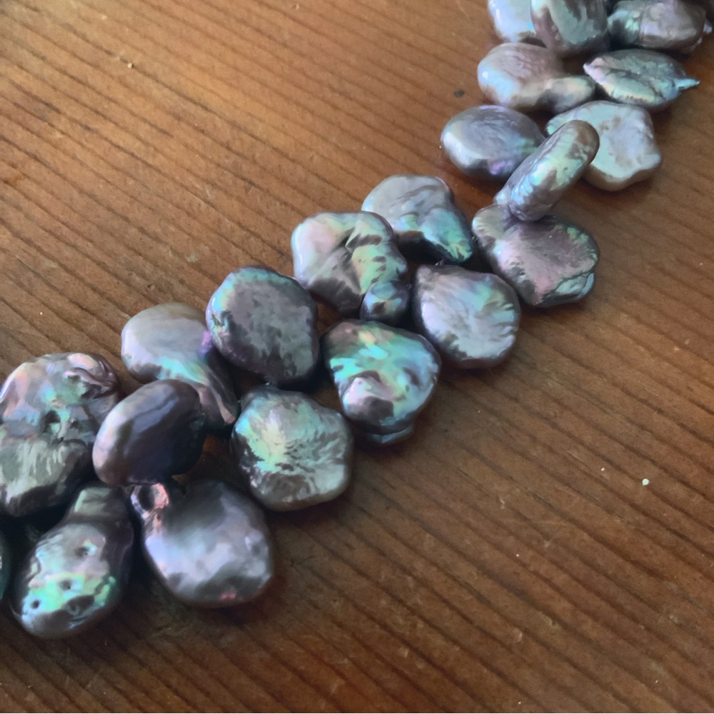 Peacock Purple Baroque Pearl Short Chunky Necklace Iridescent OOAK Rare Tahitian - Picture 3 of 16